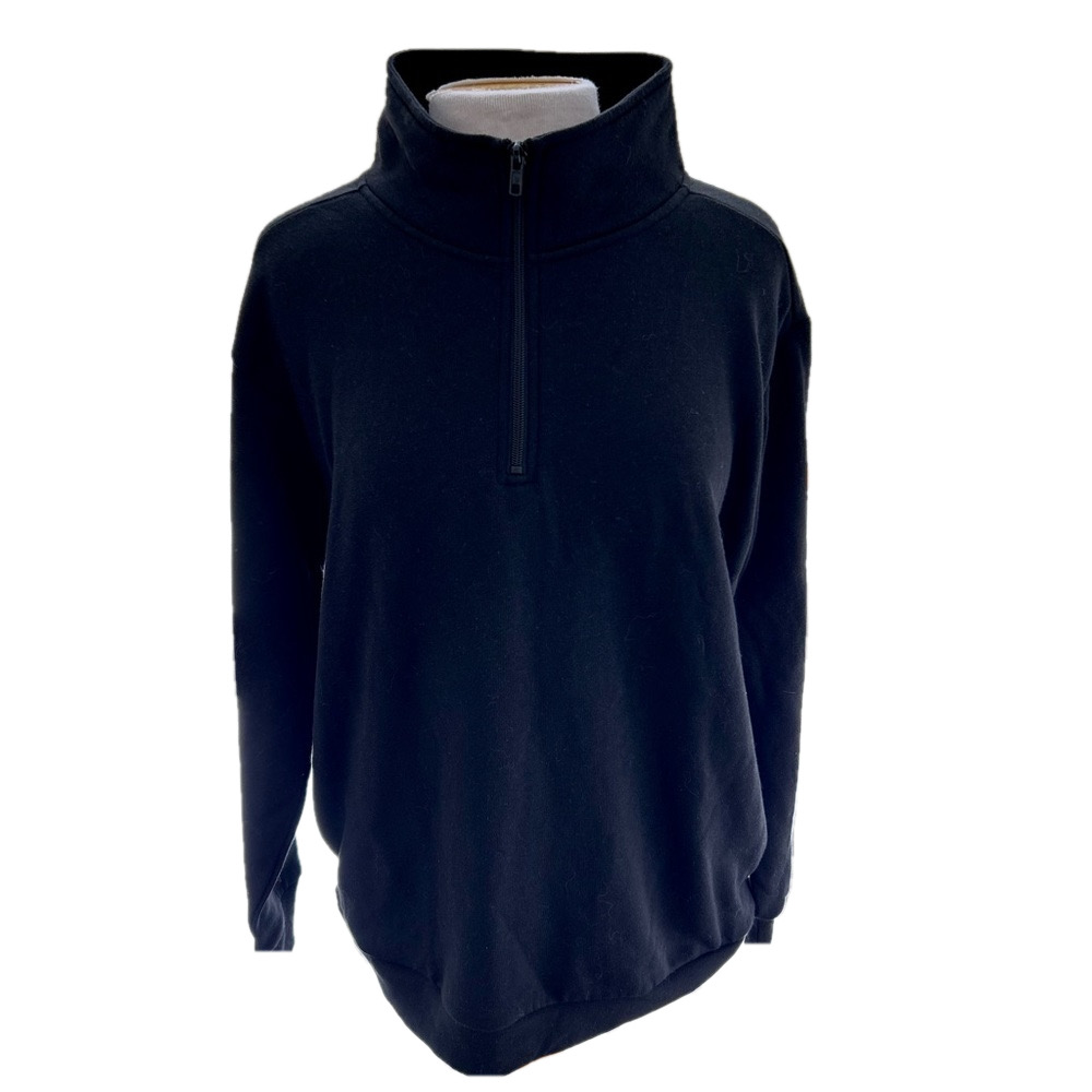 Victoria’s Secret PINK Black Large Pullover Quarter Zip Fleece Pockets NEW